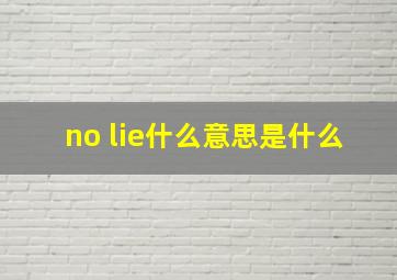 no lie什么意思是什么